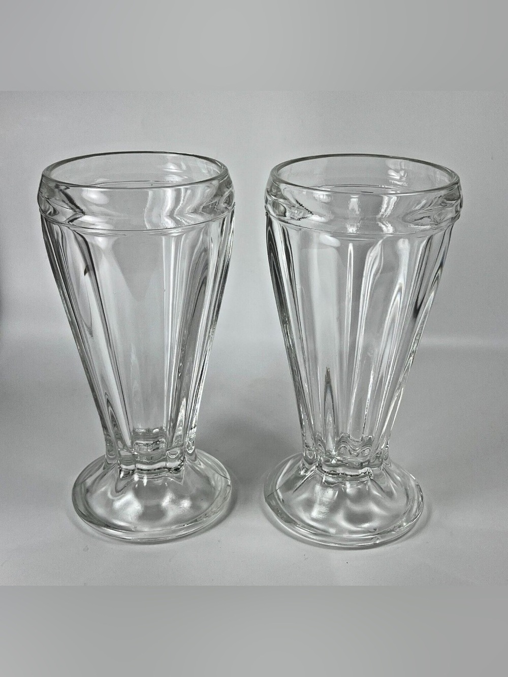 Classic Clear Glass Soda Fountain Dessert Cups - Set of 2 Vintage